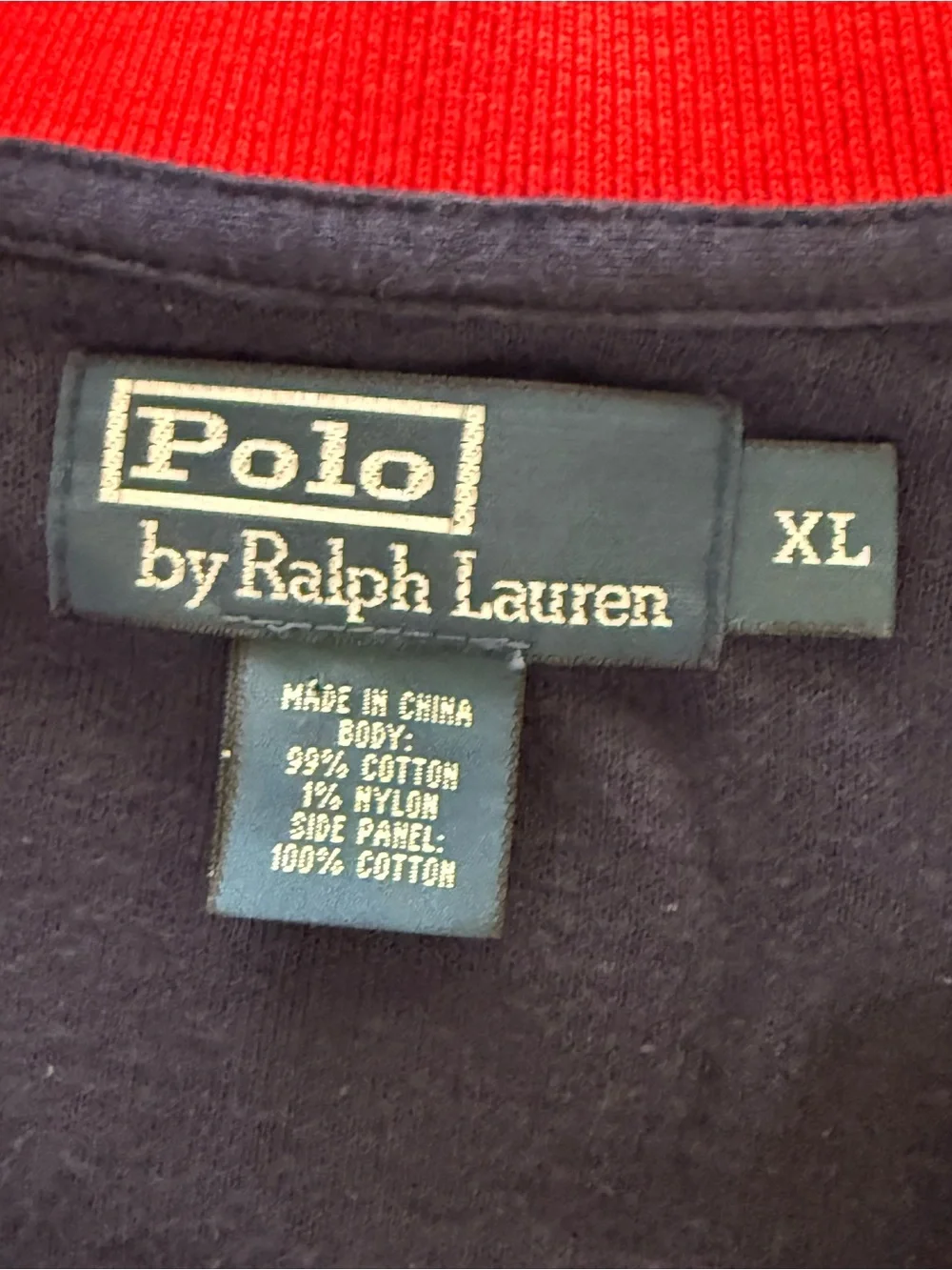 Polo Ralph Lauren Vintage Men's Bomber Sweater Jacket w/ Gold Crest Blue/Red, XL